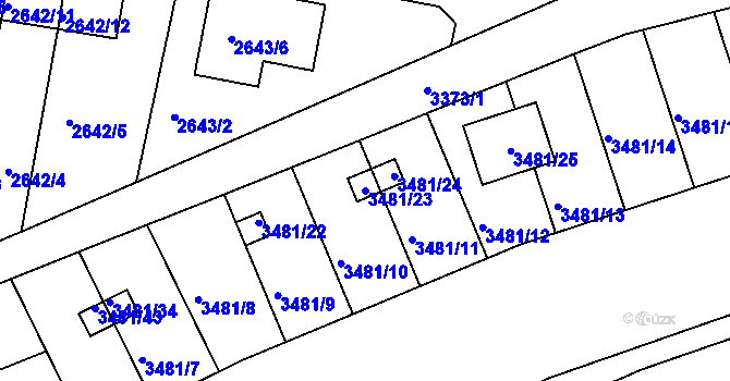 Parcela st. 3481/23 v KÚ Benešov u Prahy, Katastrální mapa