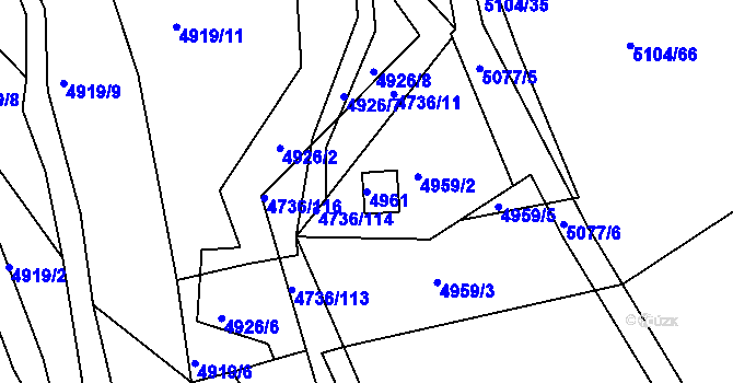 Parcela st. 4961 v KÚ Benešov u Prahy, Katastrální mapa