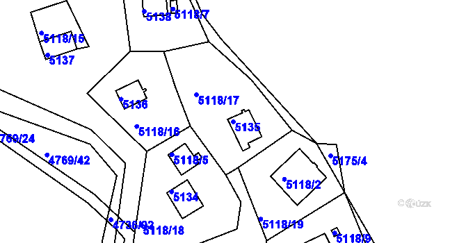 Parcela st. 5135 v KÚ Benešov u Prahy, Katastrální mapa