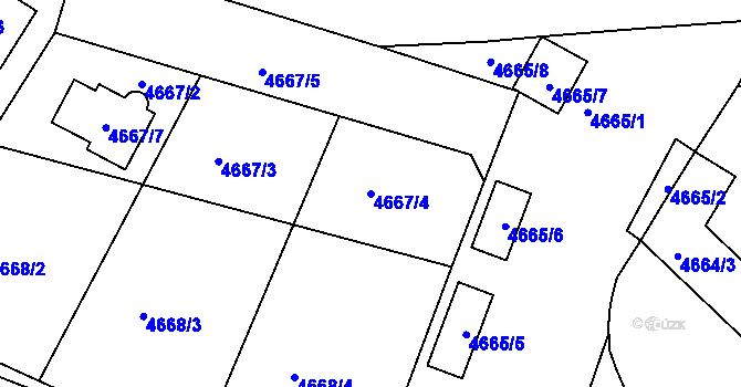Parcela st. 4667/4 v KÚ Benešov u Prahy, Katastrální mapa
