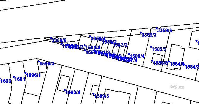 Parcela st. 1589/6 v KÚ Benešov u Prahy, Katastrální mapa