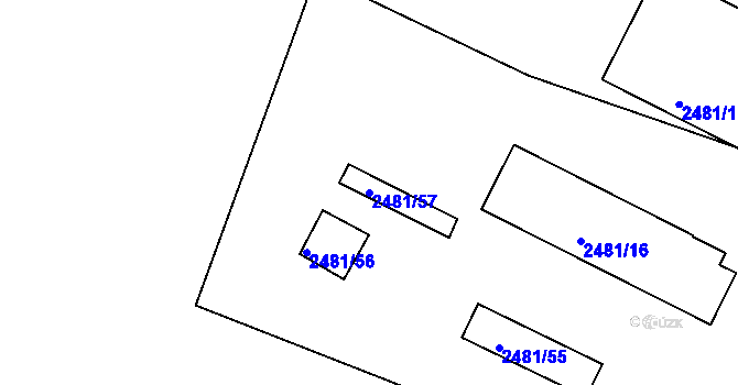 Parcela st. 2481/57 v KÚ Benešov u Prahy, Katastrální mapa