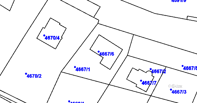 Parcela st. 4667/6 v KÚ Benešov u Prahy, Katastrální mapa