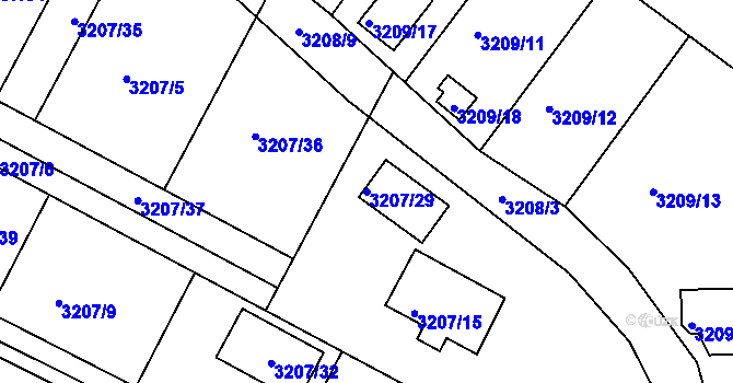 Parcela st. 3207/29 v KÚ Benešov u Prahy, Katastrální mapa