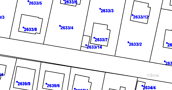 Parcela st. 2633/14 v KÚ Benešov u Prahy, Katastrální mapa