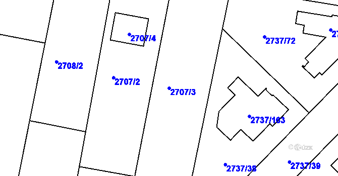 Parcela st. 2707/3 v KÚ Benešov u Prahy, Katastrální mapa