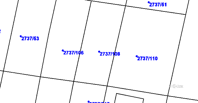 Parcela st. 2737/108 v KÚ Benešov u Prahy, Katastrální mapa