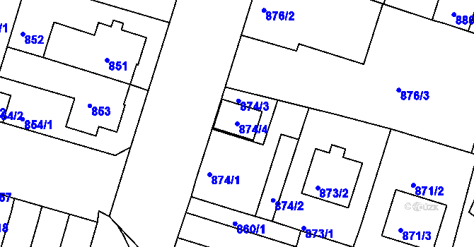 Parcela st. 874/4 v KÚ Benešov u Prahy, Katastrální mapa