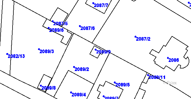 Parcela st. 2089/9 v KÚ Benešov u Prahy, Katastrální mapa