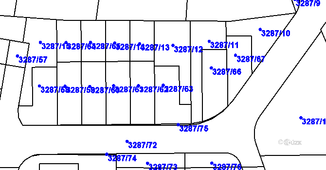 Parcela st. 3287/63 v KÚ Benešov u Prahy, Katastrální mapa