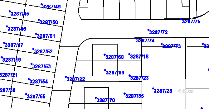 Parcela st. 3287/68 v KÚ Benešov u Prahy, Katastrální mapa