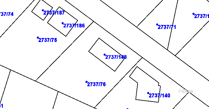 Parcela st. 2737/148 v KÚ Benešov u Prahy, Katastrální mapa