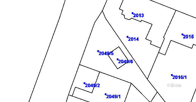 Parcela st. 2049/5 v KÚ Benešov u Prahy, Katastrální mapa