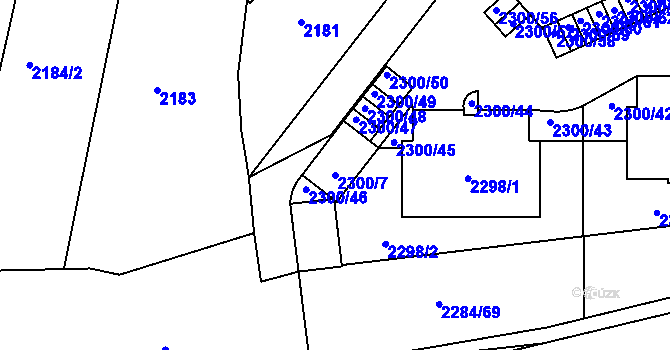 Parcela st. 2300/7 v KÚ Benešov u Prahy, Katastrální mapa