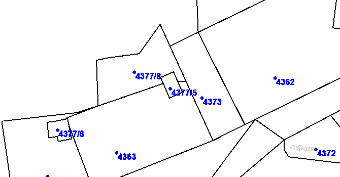Parcela st. 4377/5 v KÚ Benešov u Prahy, Katastrální mapa