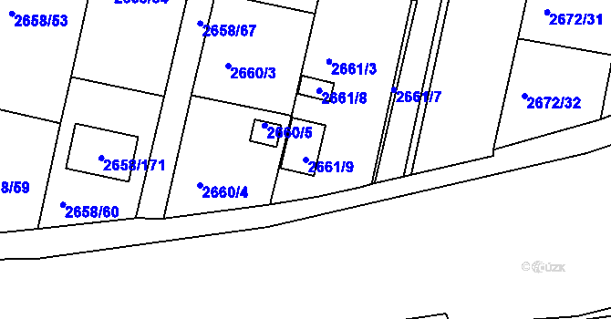Parcela st. 2661/9 v KÚ Benešov u Prahy, Katastrální mapa