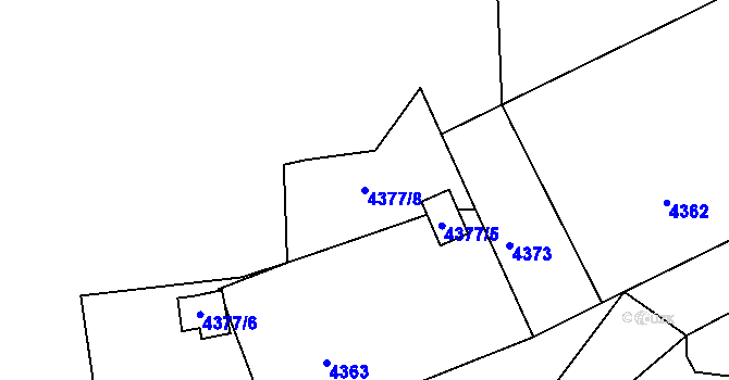 Parcela st. 4377/8 v KÚ Benešov u Prahy, Katastrální mapa