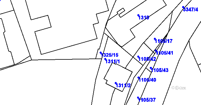 Parcela st. 1325/15 v KÚ Benešov u Prahy, Katastrální mapa
