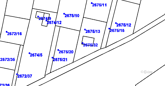 Parcela st. 2675/32 v KÚ Benešov u Prahy, Katastrální mapa