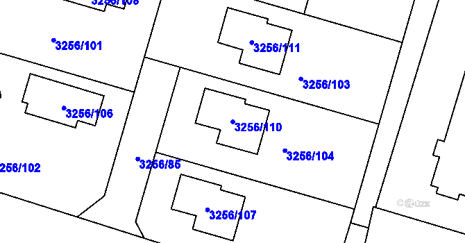 Parcela st. 3256/110 v KÚ Benešov u Prahy, Katastrální mapa