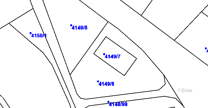 Parcela st. 4149/7 v KÚ Benešov u Prahy, Katastrální mapa