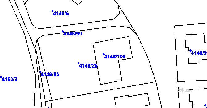 Parcela st. 4148/106 v KÚ Benešov u Prahy, Katastrální mapa