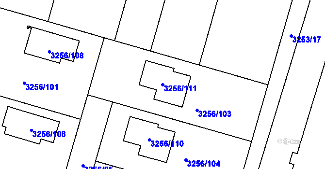 Parcela st. 3256/111 v KÚ Benešov u Prahy, Katastrální mapa