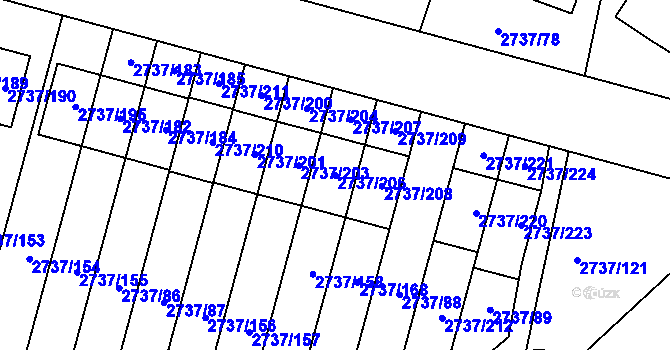 Parcela st. 2737/206 v KÚ Benešov u Prahy, Katastrální mapa