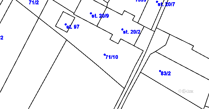 Parcela st. 71/10 v KÚ Benešov, Katastrální mapa