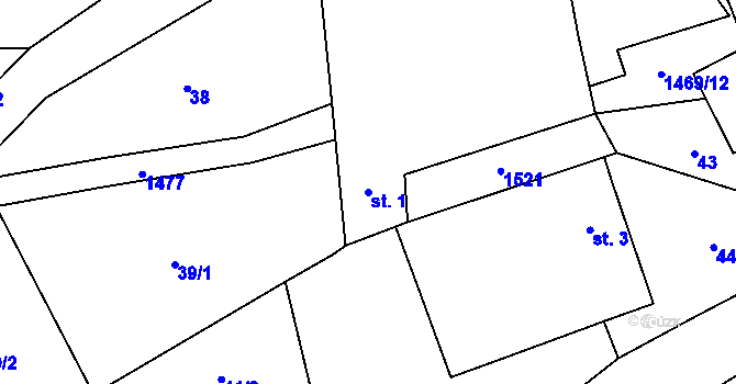 Parcela st. 1 v KÚ Benešov, Katastrální mapa