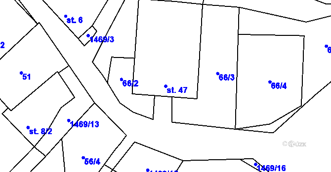 Parcela st. 47 v KÚ Benešov, Katastrální mapa