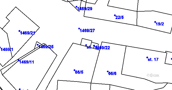 Parcela st. 71 v KÚ Benešov, Katastrální mapa