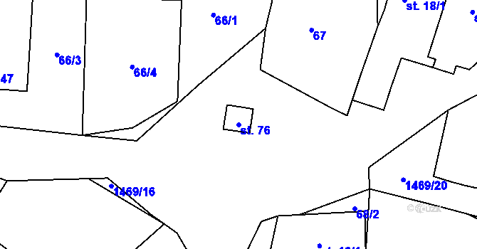 Parcela st. 76 v KÚ Benešov, Katastrální mapa