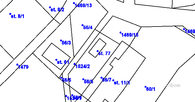Parcela st. 77 v KÚ Benešov, Katastrální mapa