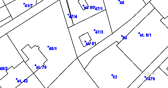 Parcela st. 81 v KÚ Benešov, Katastrální mapa