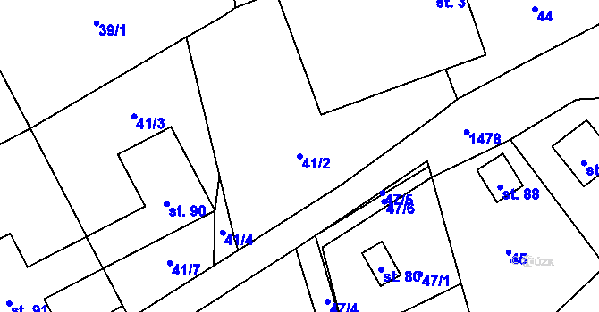 Parcela st. 41/2 v KÚ Benešov, Katastrální mapa