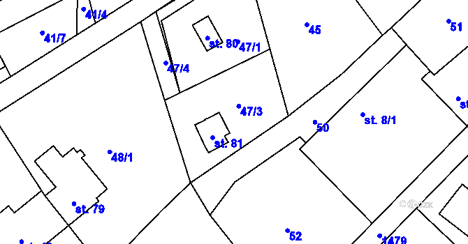 Parcela st. 47/3 v KÚ Benešov, Katastrální mapa