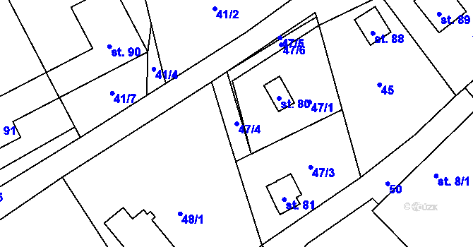 Parcela st. 47/4 v KÚ Benešov, Katastrální mapa
