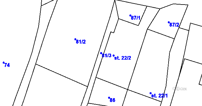 Parcela st. 81/3 v KÚ Benešov, Katastrální mapa