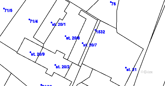 Parcela st. 20/7 v KÚ Benešov, Katastrální mapa