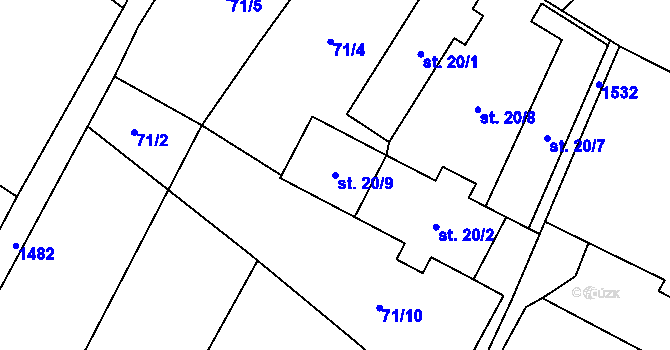 Parcela st. 20/9 v KÚ Benešov, Katastrální mapa