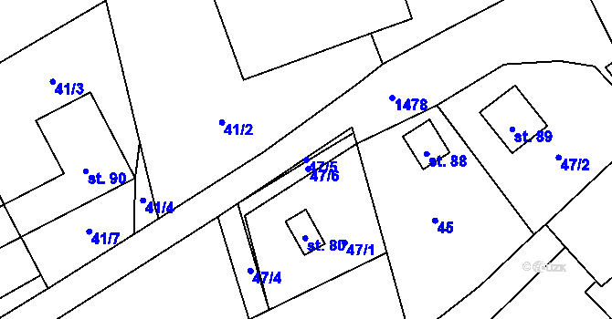 Parcela st. 47/5 v KÚ Benešov, Katastrální mapa