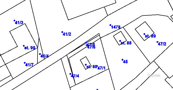 Parcela st. 47/6 v KÚ Benešov, Katastrální mapa