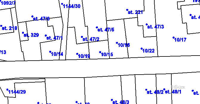 Parcela st. 10/15 v KÚ Benešov u Boskovic, Katastrální mapa