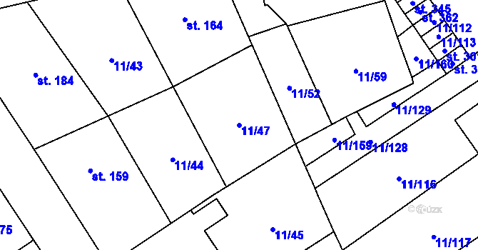 Parcela st. 11/47 v KÚ Benešov u Boskovic, Katastrální mapa