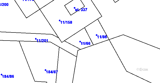 Parcela st. 11/66 v KÚ Benešov u Boskovic, Katastrální mapa