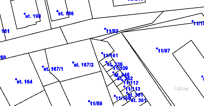 Parcela st. 11/161 v KÚ Benešov u Boskovic, Katastrální mapa