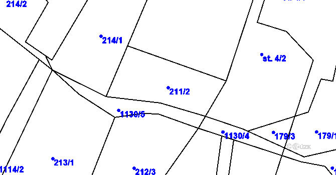 Parcela st. 211/2 v KÚ Benešov u Boskovic, Katastrální mapa
