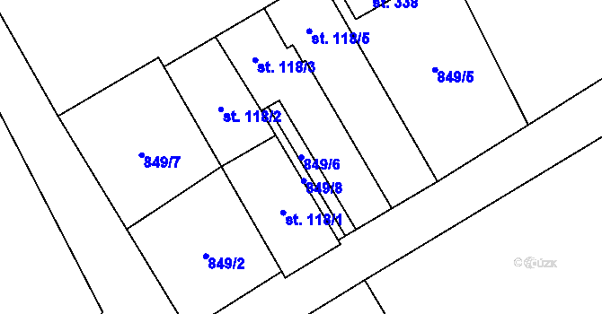 Parcela st. 849/6 v KÚ Benešov u Boskovic, Katastrální mapa