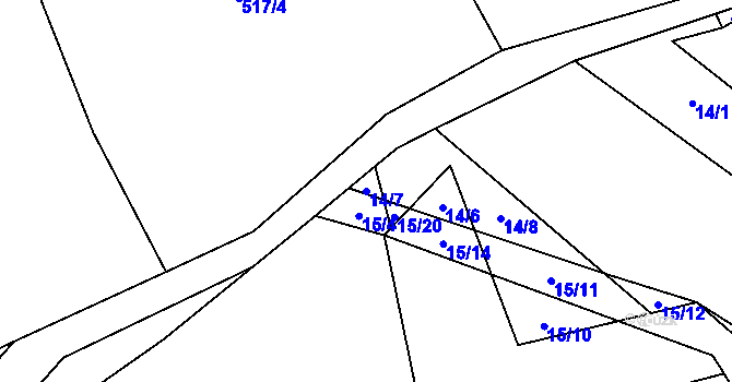 Parcela st. 14/7 v KÚ Benešov u Boskovic, Katastrální mapa